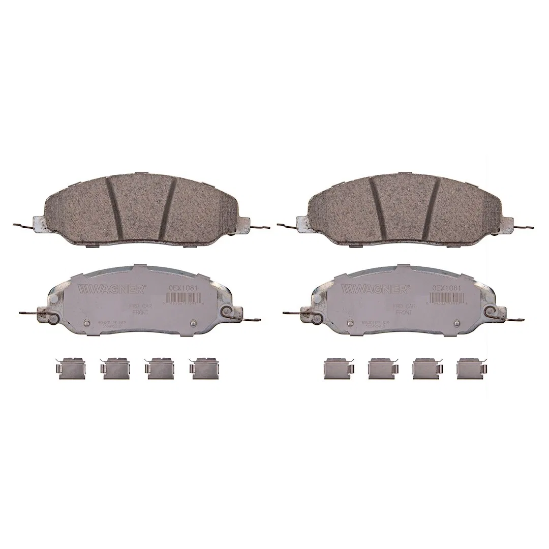 OEX1081 – WAGNER BRAKE Brake Pad, FMSI Number D1081-7986 Ceramic Set Of 4 With Pad Shims/ Abutment Clips/ Pad Wear Se...